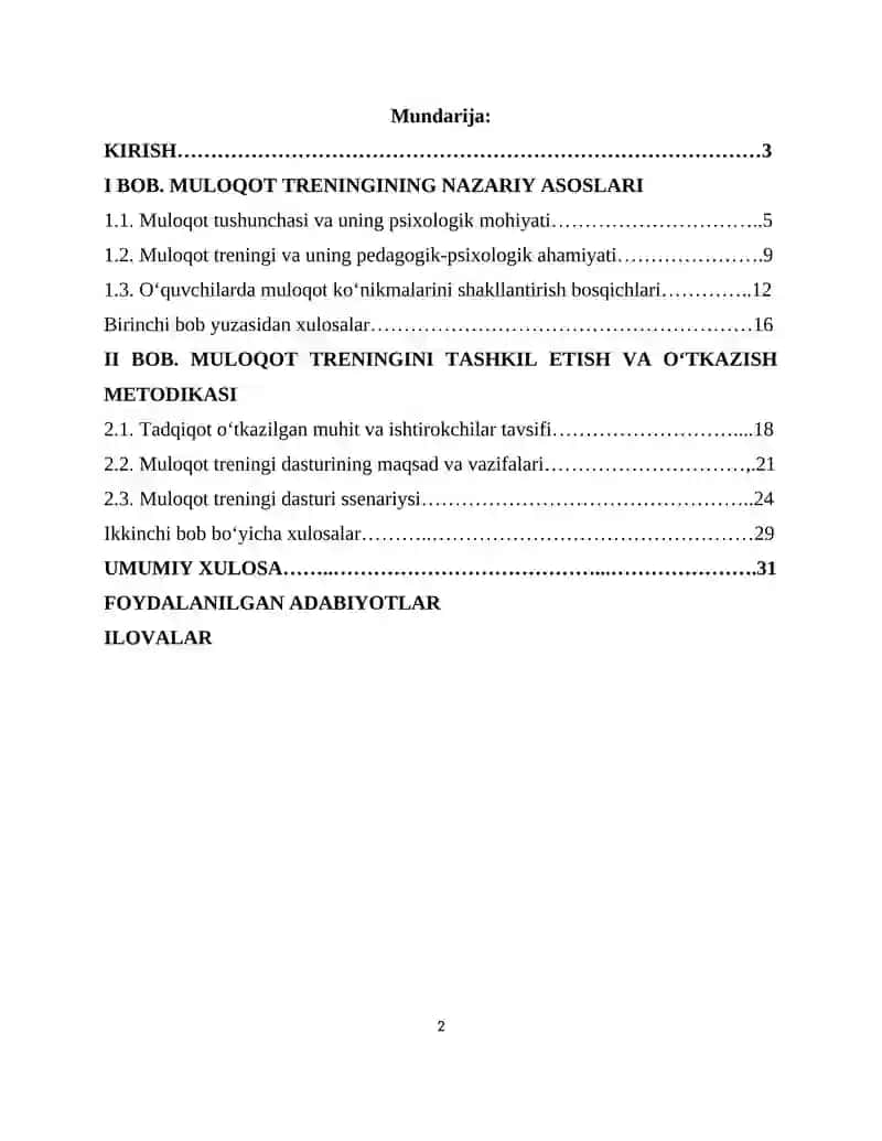 Muloqot treningi 2