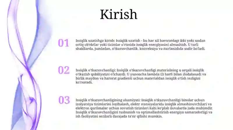 Issiqlik O‘Tkazuvchanlik 2