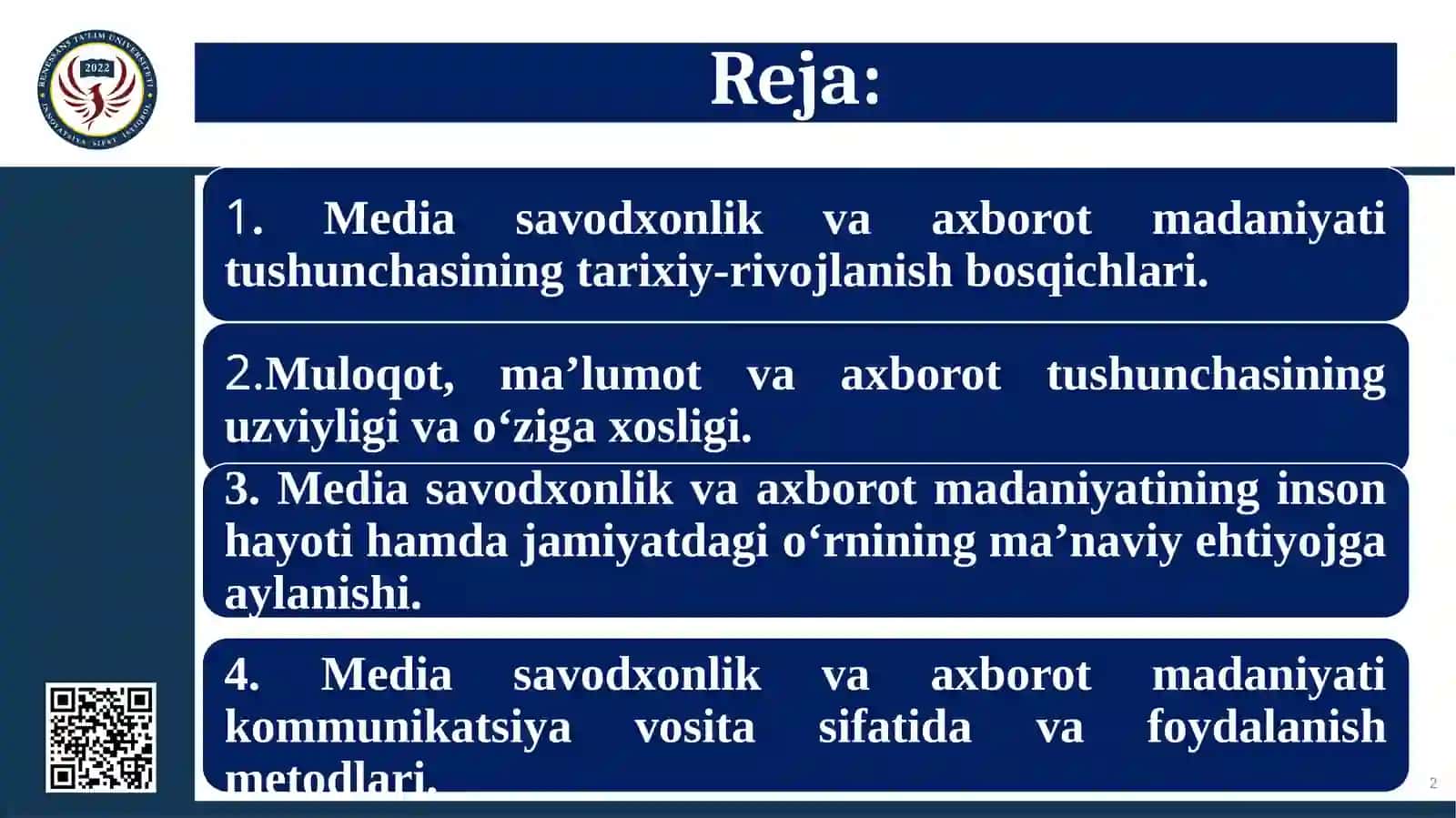 Mediasavodxonlik va axborot madaniyati 2