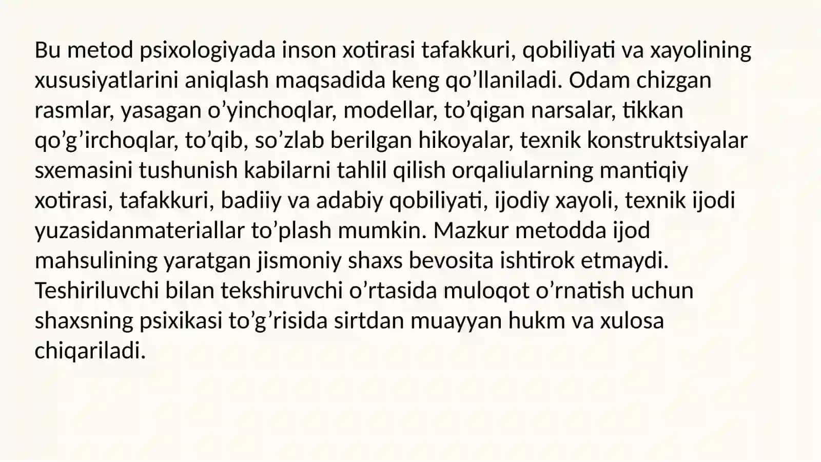 Psixologiyada Inson Faoliyati Mahsulini Tahlil Qilish Metodi 2
