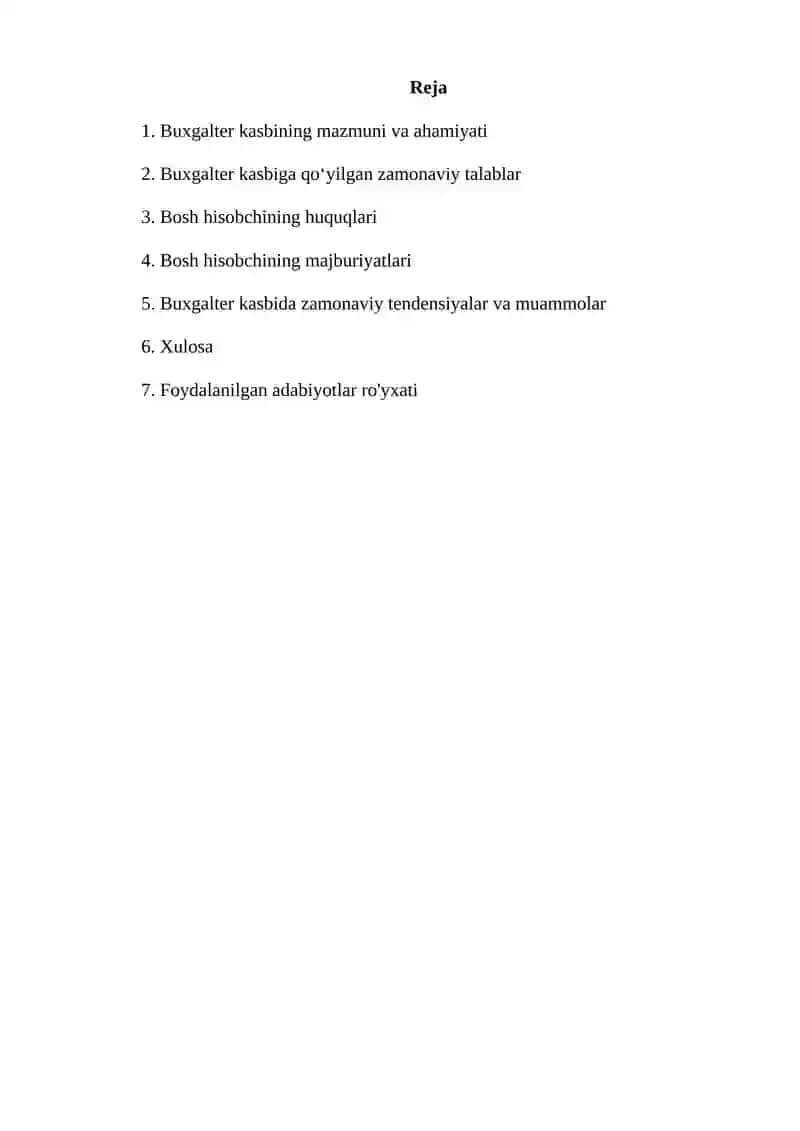 Buxgalter kasbiga qo'yilgan talablar 2