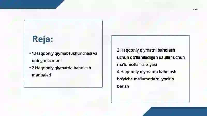 Haqqoniy qiymatda baholash 2