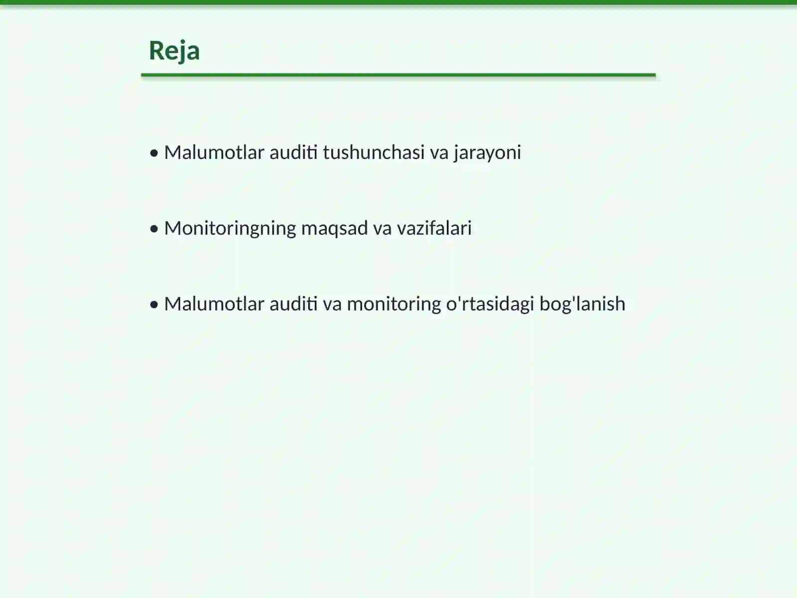 Malumotlar auditi va monitoring 2
