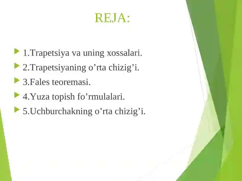 Trapetsiya haqida umumiy ma’lumot 2