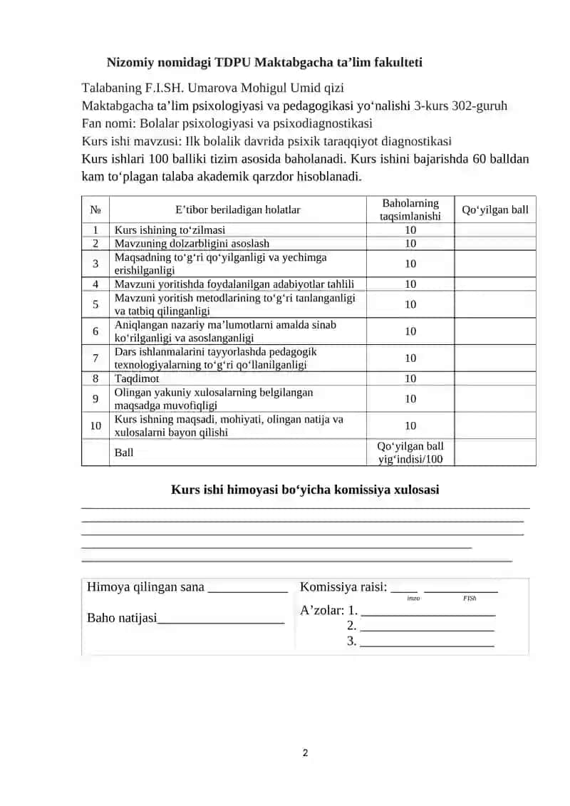 Ilk bolalik davrida psixik taraqqiyot diagnostikasi 2