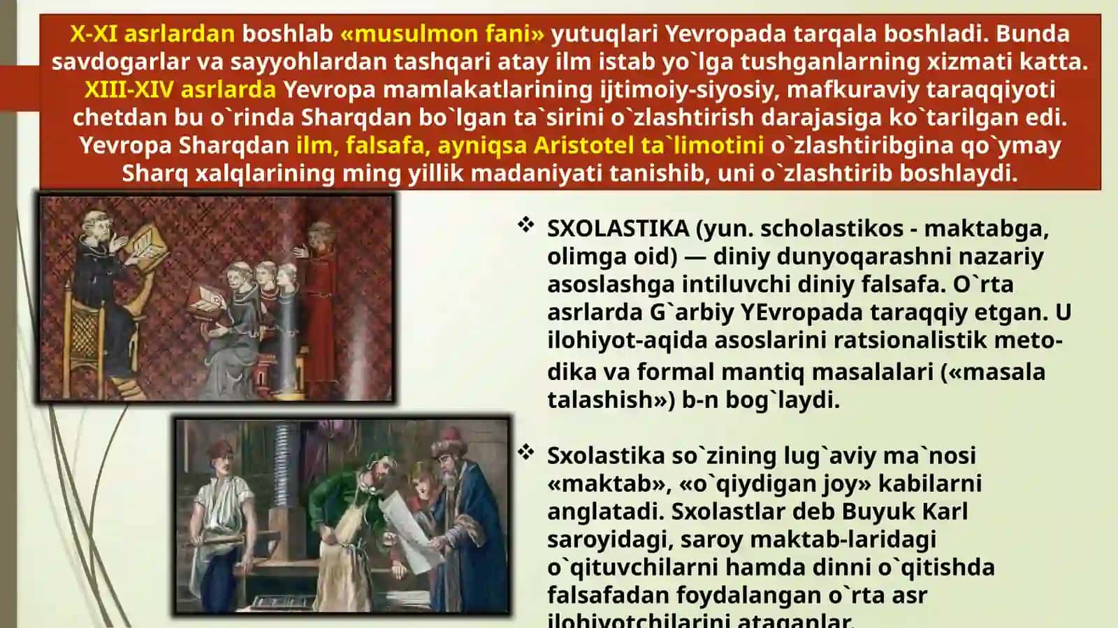 O‘RTA ASRLARDAY EVROPA FANI 2