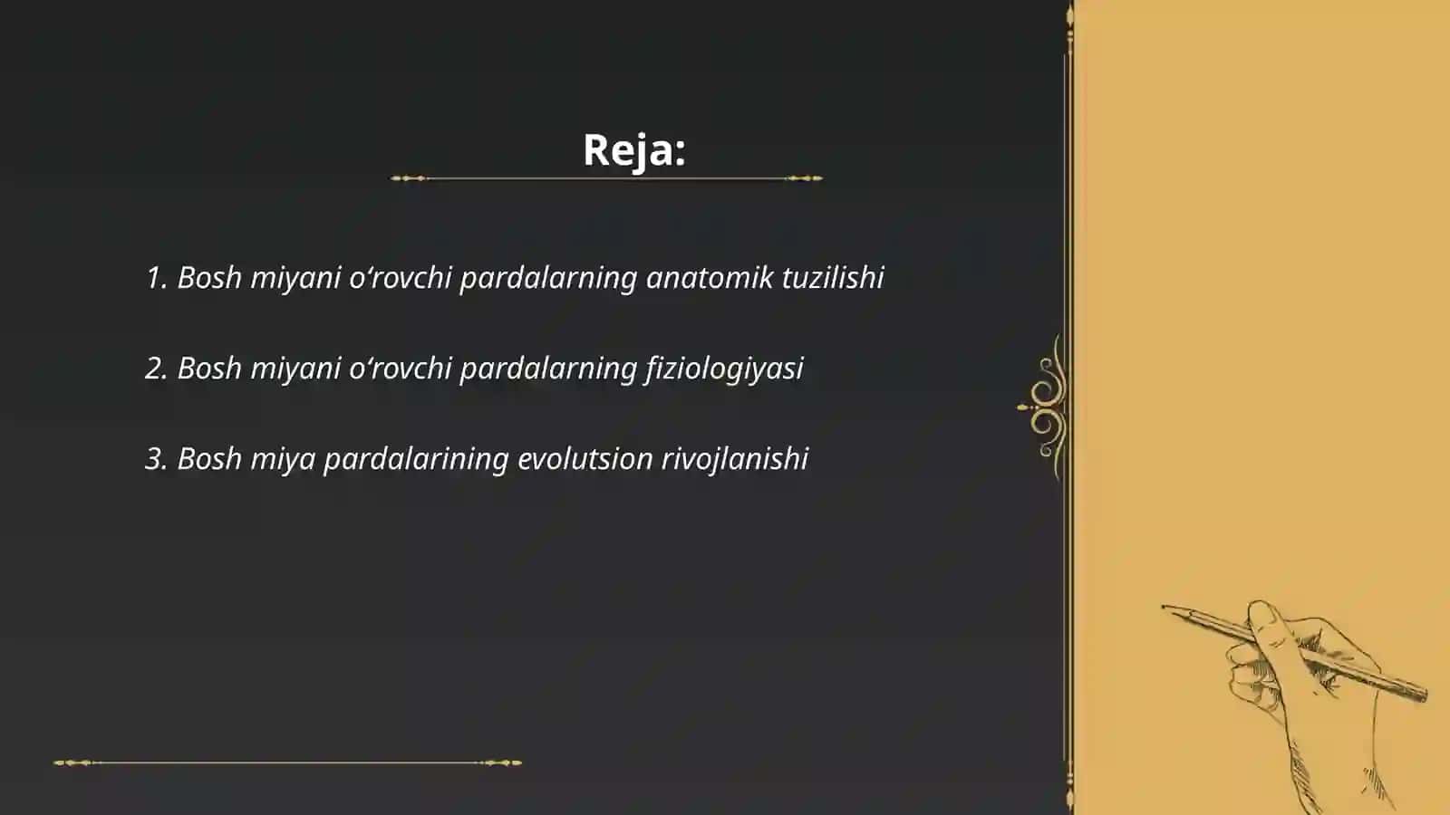 Bosh miyani oʻrovchi pardalar va ularning hosilalari 2