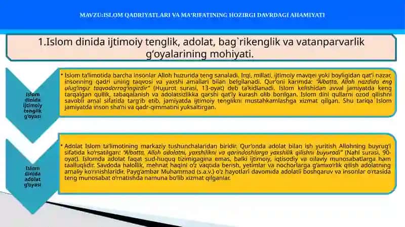 ISLOM QADRIYATLARI VA MA’RIFATINING HOZIRGI DAVRDAGI AHAMIYATI 2