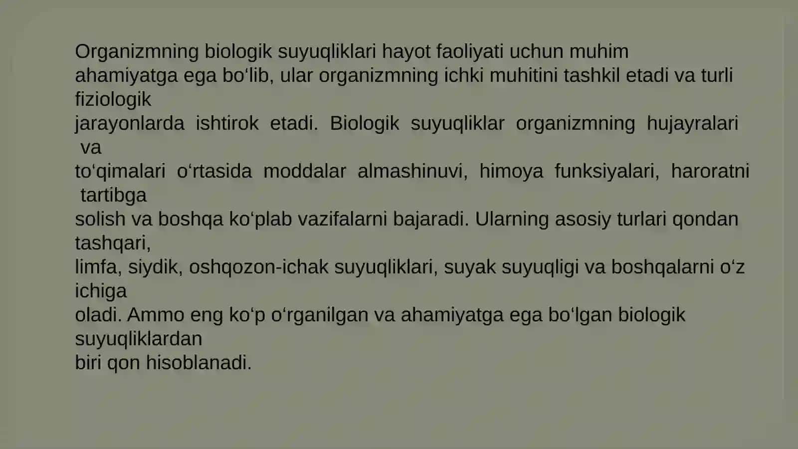 Organizmning biologik suyuqliklari 2