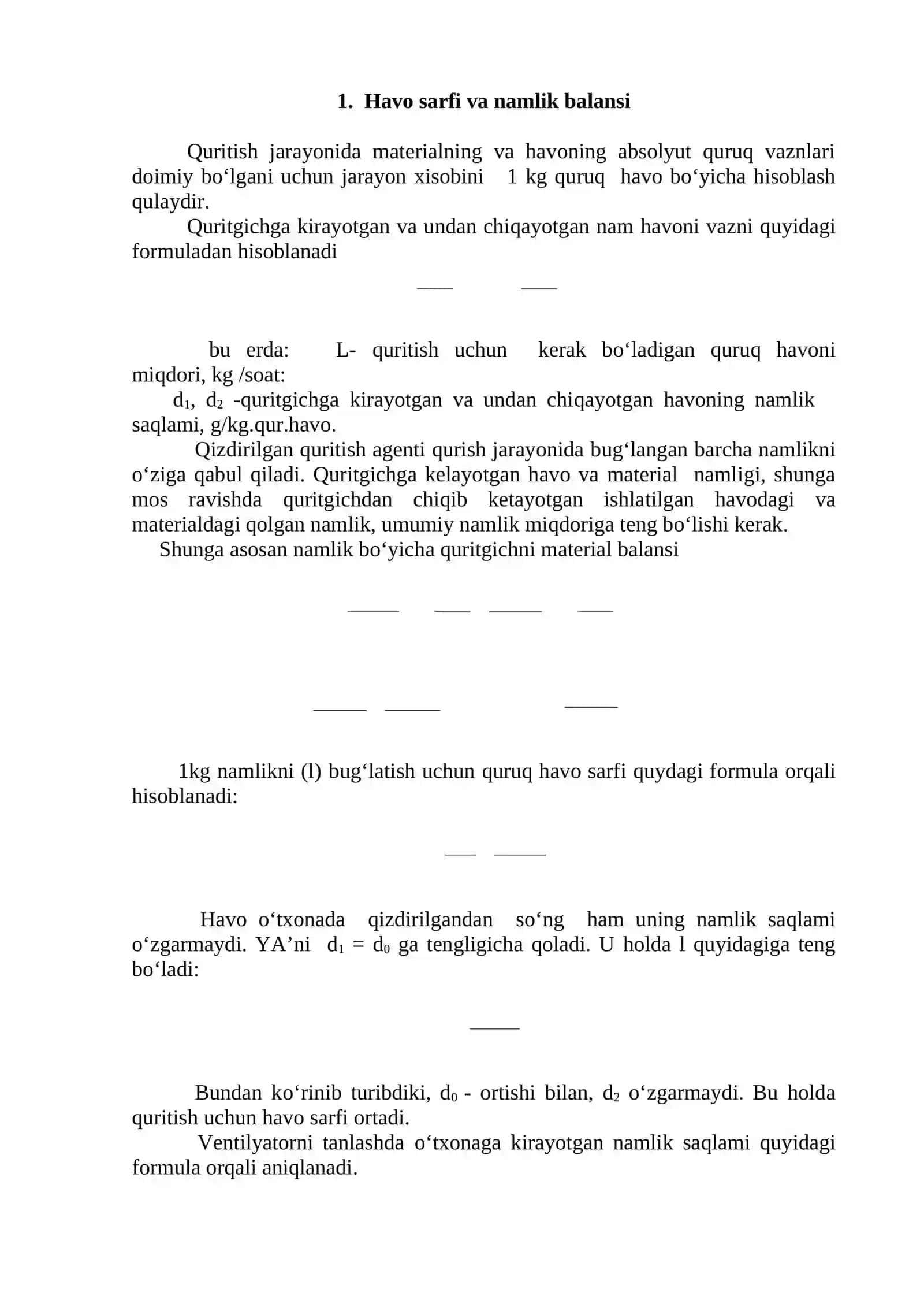 Barabanli quritgichning issiqlik hisobi 2