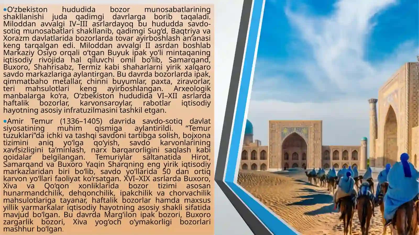 O‘zbekistonning bozor tarixi va uning shakllanishi 2