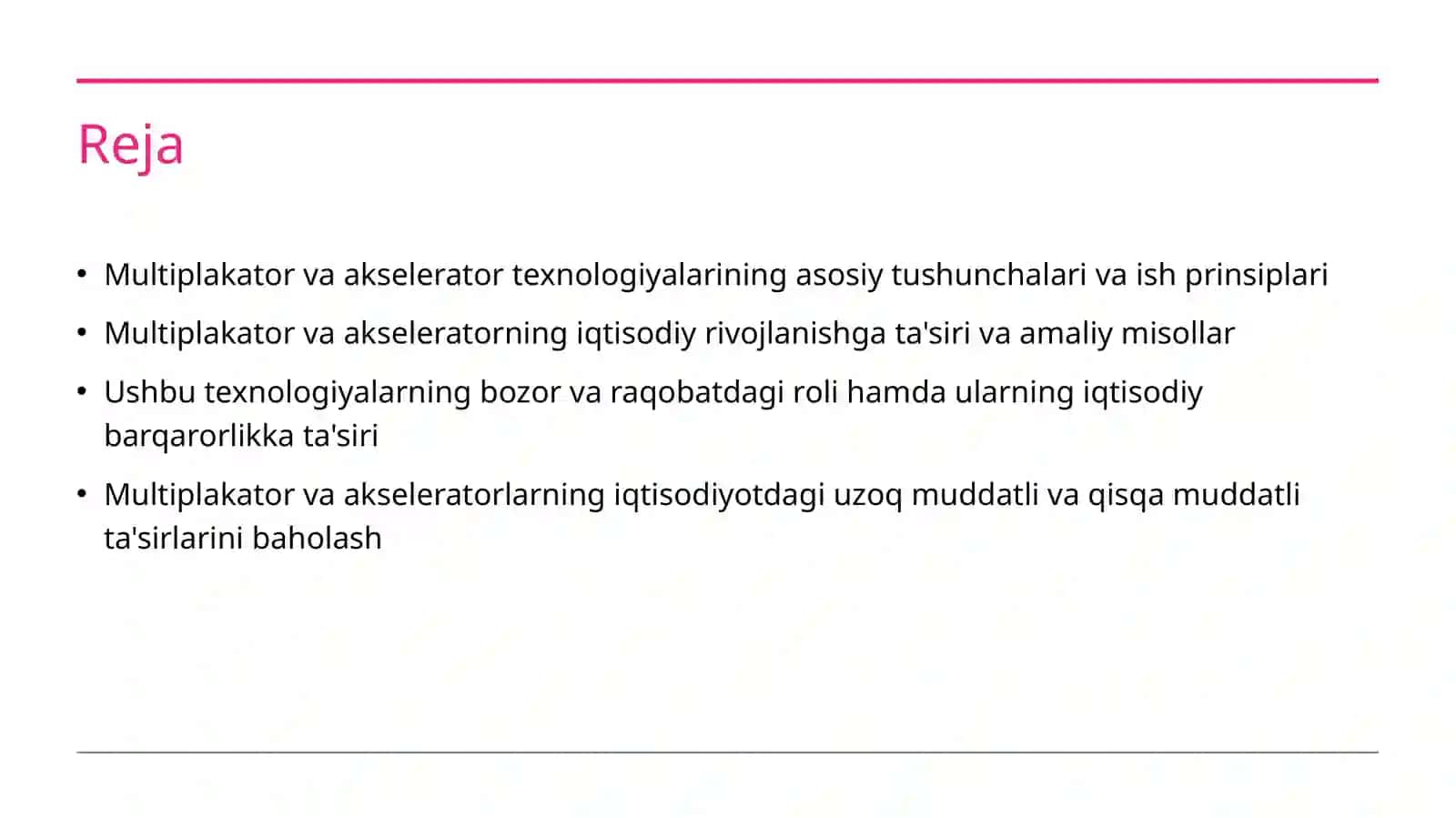 Multiplakator va akselerator ta'sirining iqtisodiyotdagi oʻrni 2