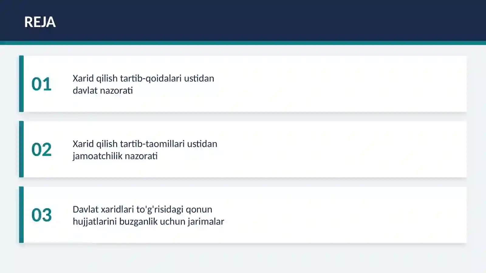 Xarid shartnomalari ijro etilishini nazorat qilish 2