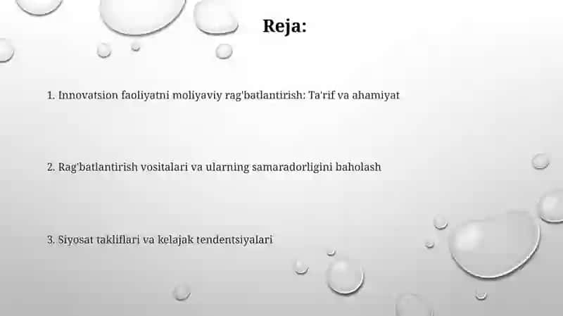 Innovatsion faoliyatni moliyaviy rag'batlantirish 2
