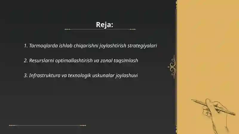 Tarmoqlarda ishlab chiqarishni joylashtirish 2