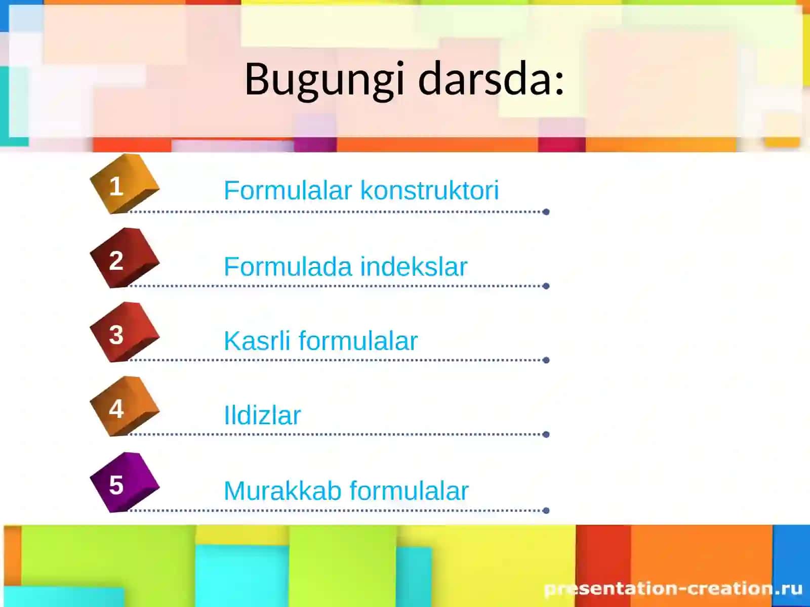 Matematik formulalar va belgilarni joylashtirish MS Word 2