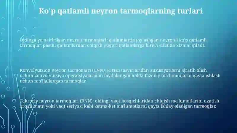 KoʻP Qatlamli Neyron ToʻRlarining Turli Sxemalari 2