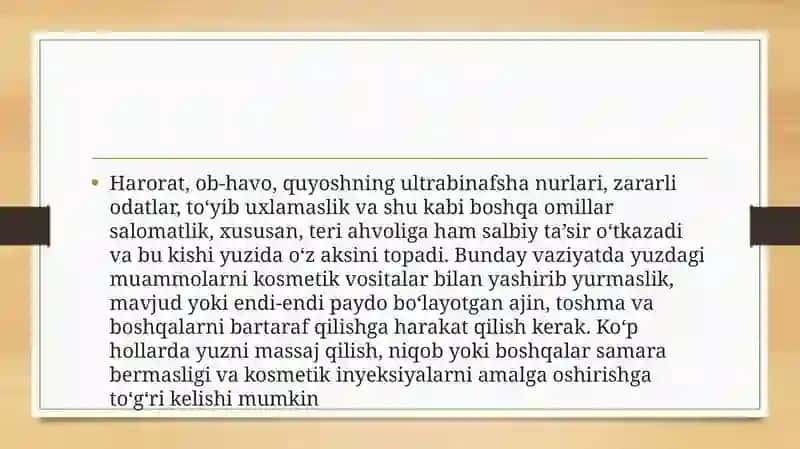 zamonaviy kosmetologiya mustaqil ish 2