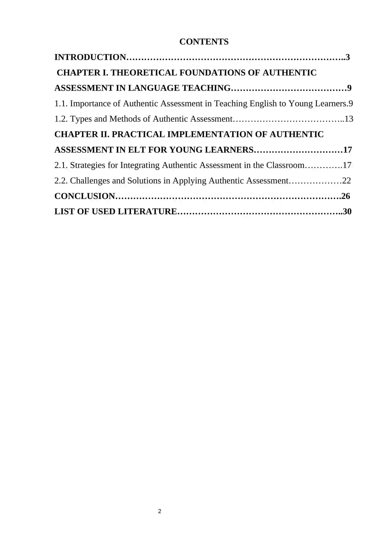 COURSE WORK: INTEGRATING AUTHENTIC ASSESSMENT IN ENGLISH LANGUAGE TEACHING FOR YOUNG LEARNERS 2