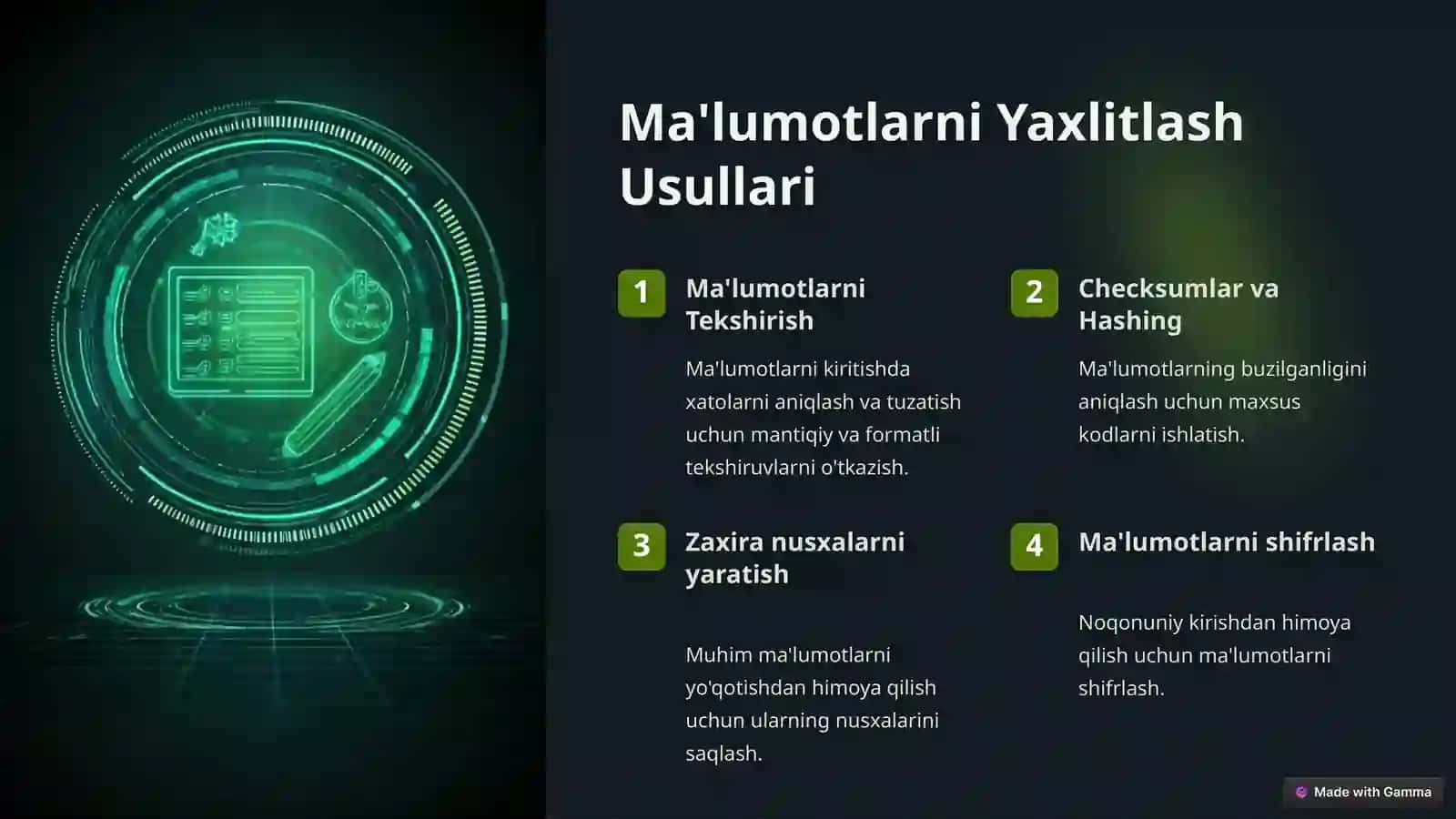 Ma'lumotlar Yaxlitligini Ta'minlash 2