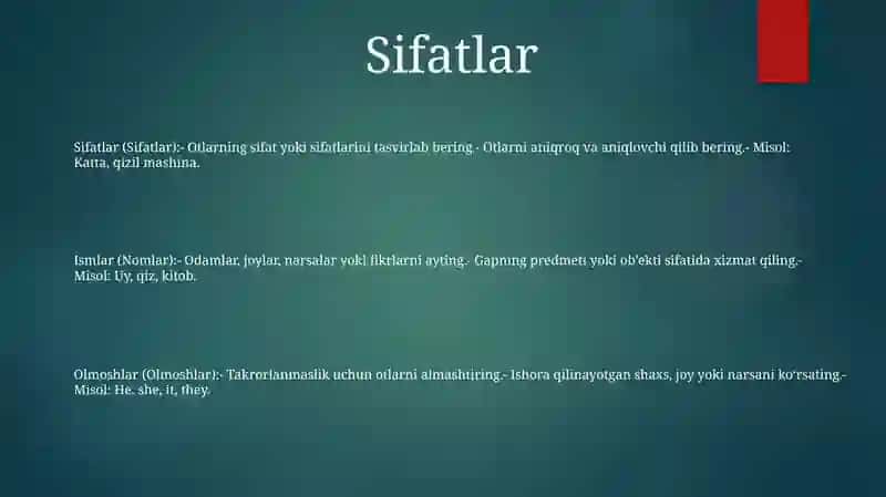 Shaxs Va Narsa Nomni Bildrgan SoʻZlar 2