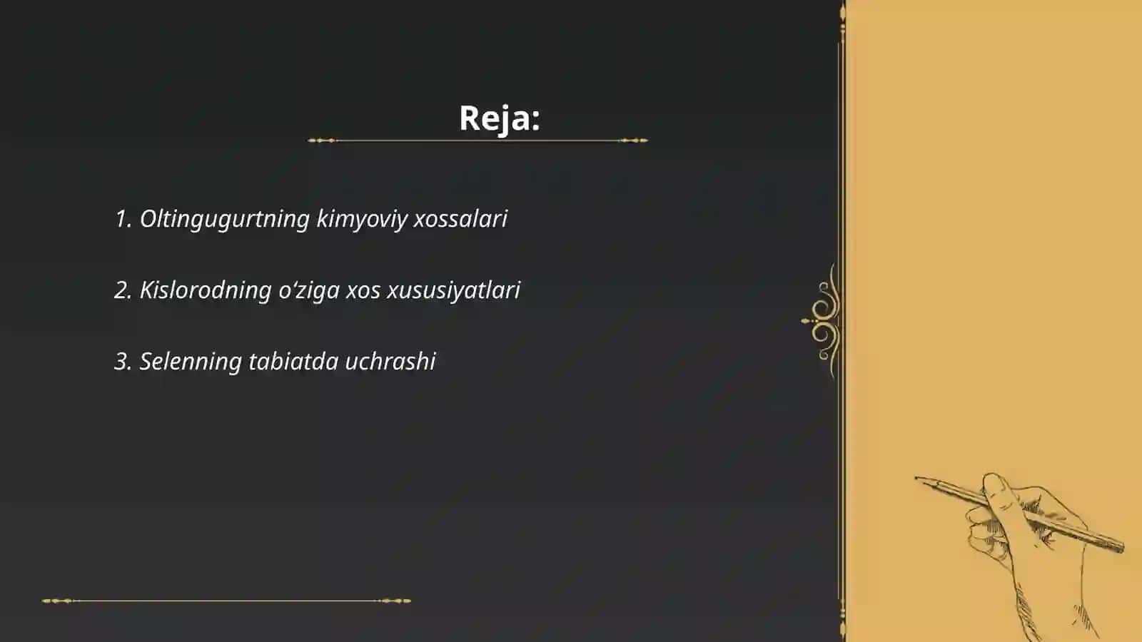 Oltingugurtning kimyoviy xossalari 2
