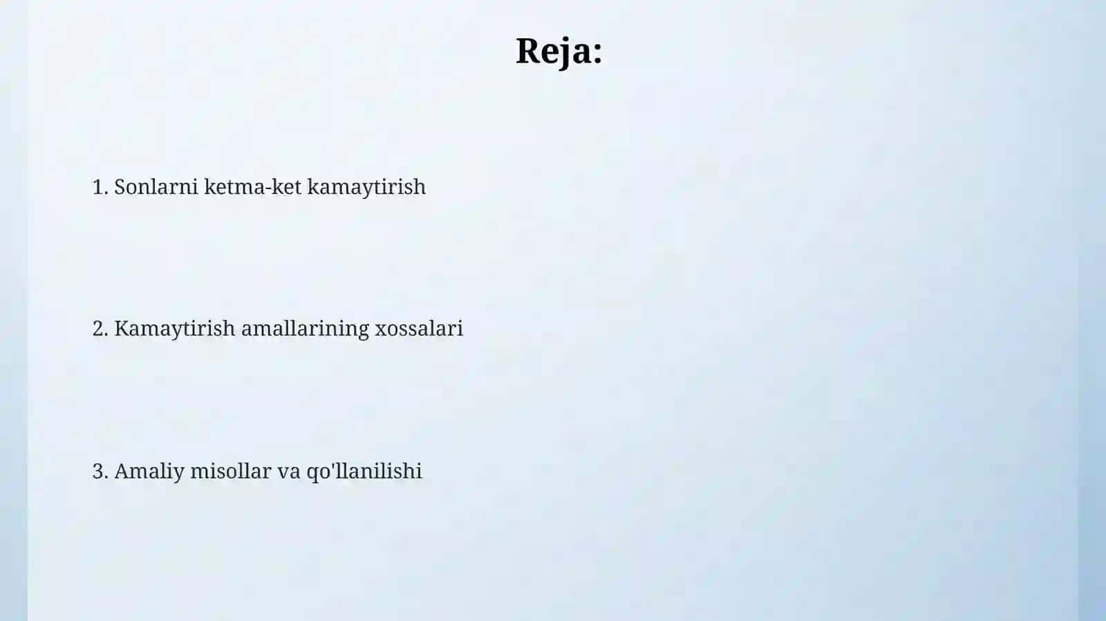 Sonlarni bir necha marta kamaytirish 2
