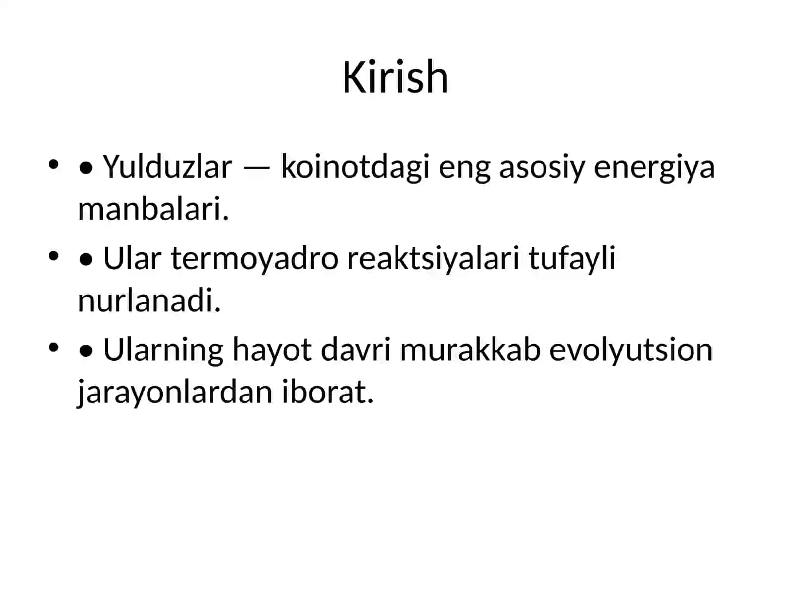 Yulduzlarning ichki energiya manbalari, evolyutsiyasi va ularning modellari 2