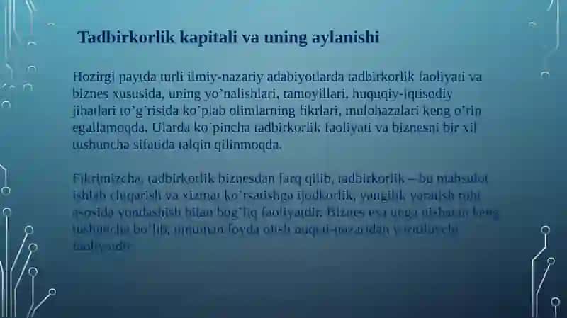 Tadbirkorlik faoliyati 2