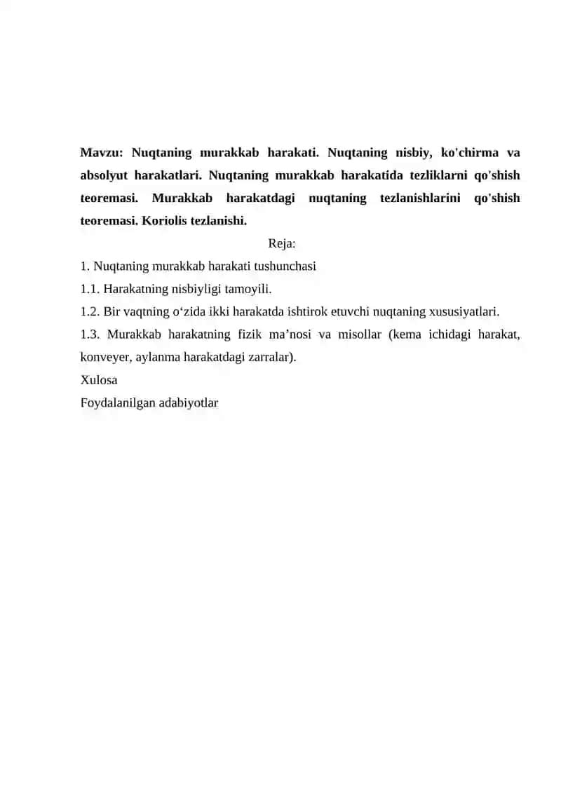 Nuqtaning Murakkab Harakati 2