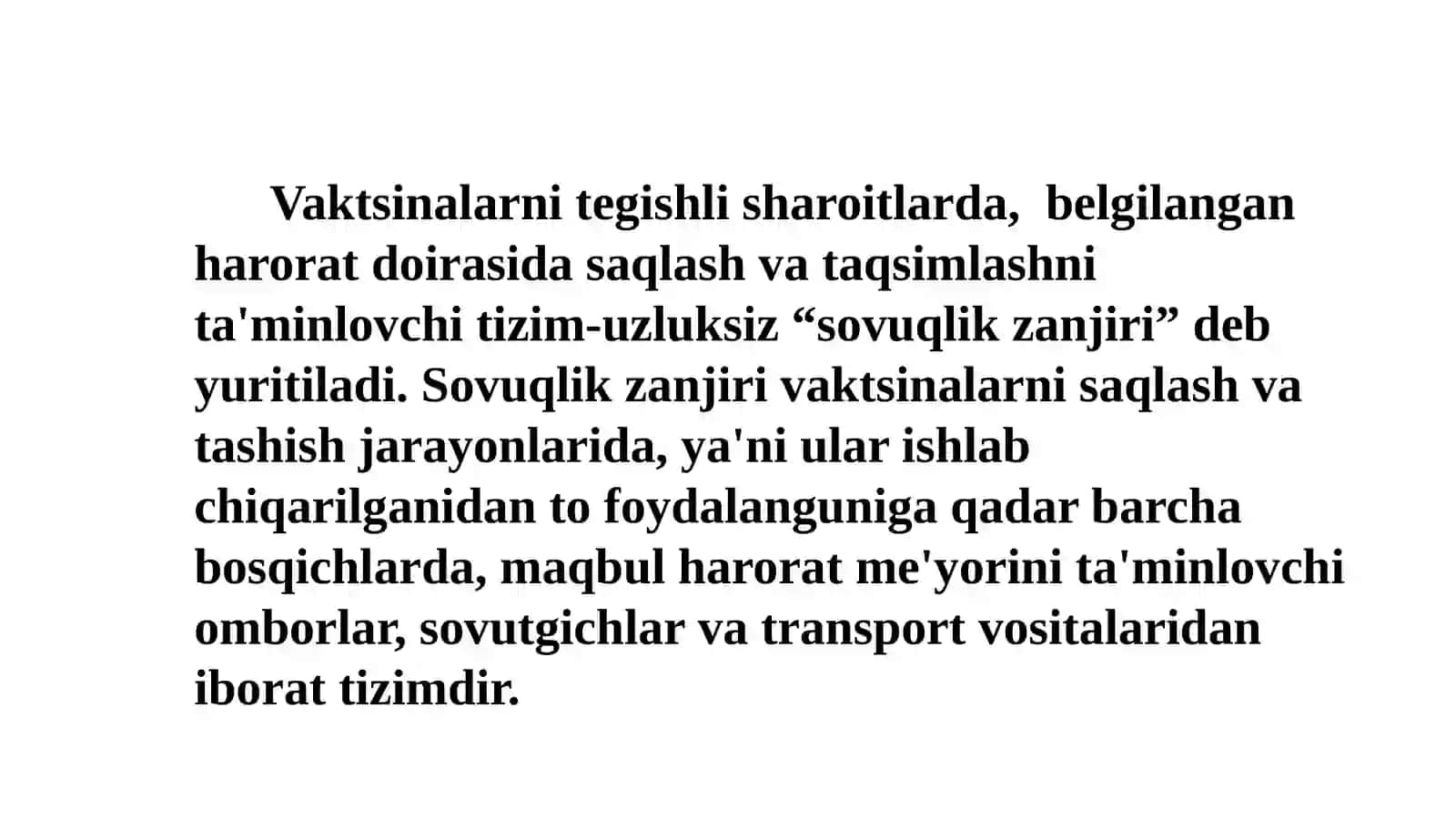 Emlash tizimida uzluksizlik sovuqlik zanjiri 2
