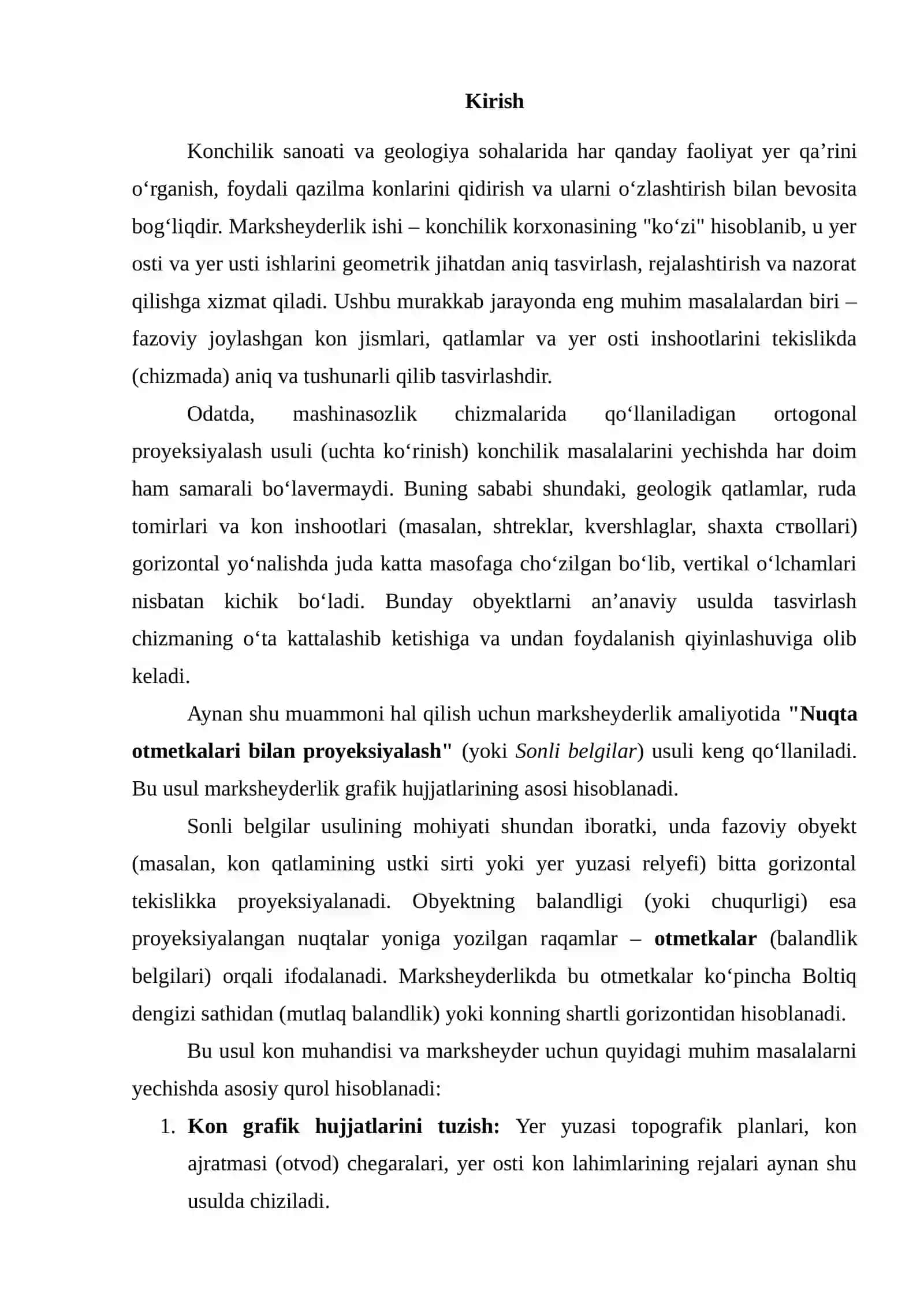 Nuqta otmetkalari bilan proyeksiyalash 2