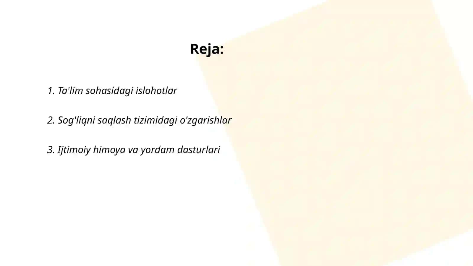 Ozbekiston Respublikasida ijtimoiy sohadegi islohatlar 2