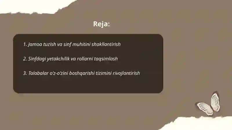 Sinf rahbarining oʻquvchilar jamoasi bilan ishlash 2