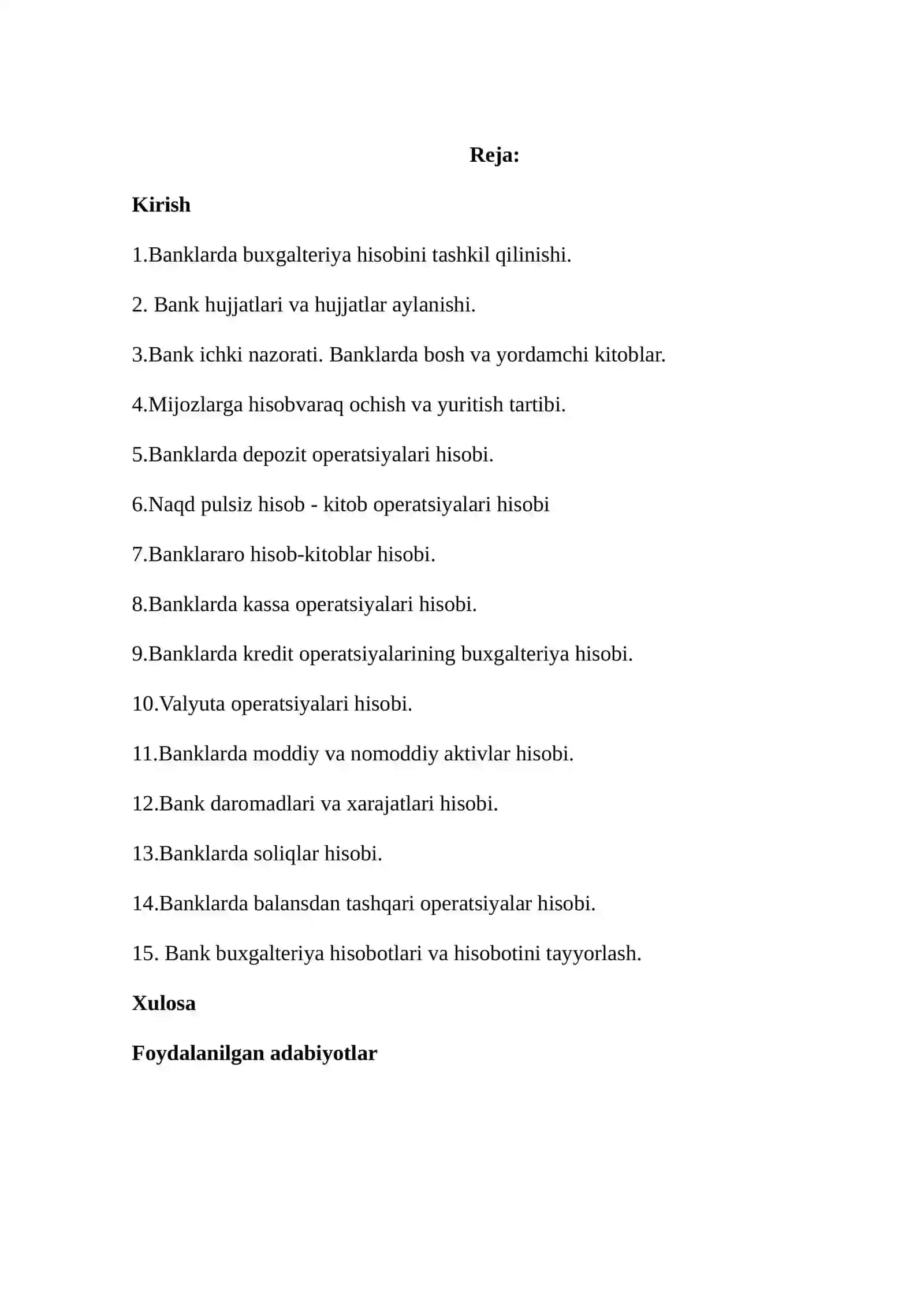 Bank amaliyot hisoboti namuna 2