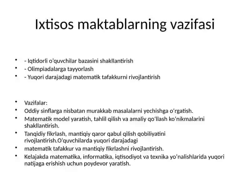 Ixtisoslashtirilgan matematika sinflari 2