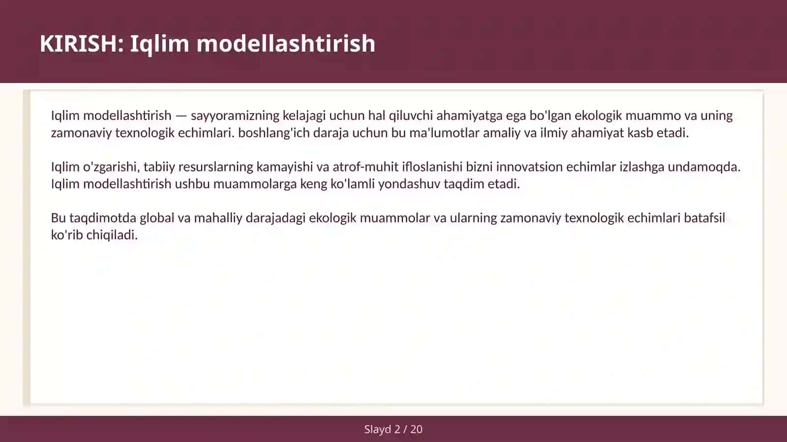 Iqlim modellashtirish 2