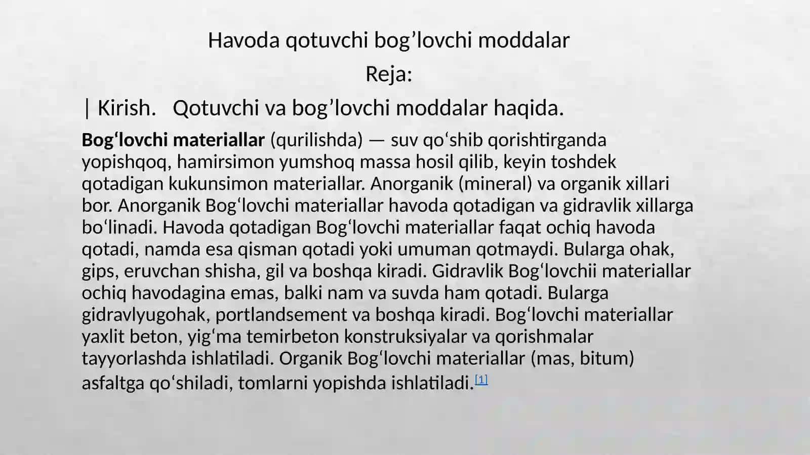 Havoda qotuvchi bog’lovchi moddalar haqida maʼlumot 2