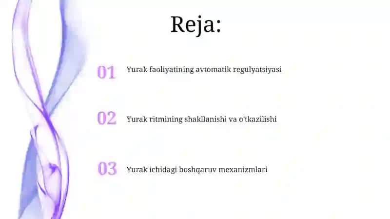 Yurakning yurak ichi ( intira kardiyal ) mexanizmlari 2