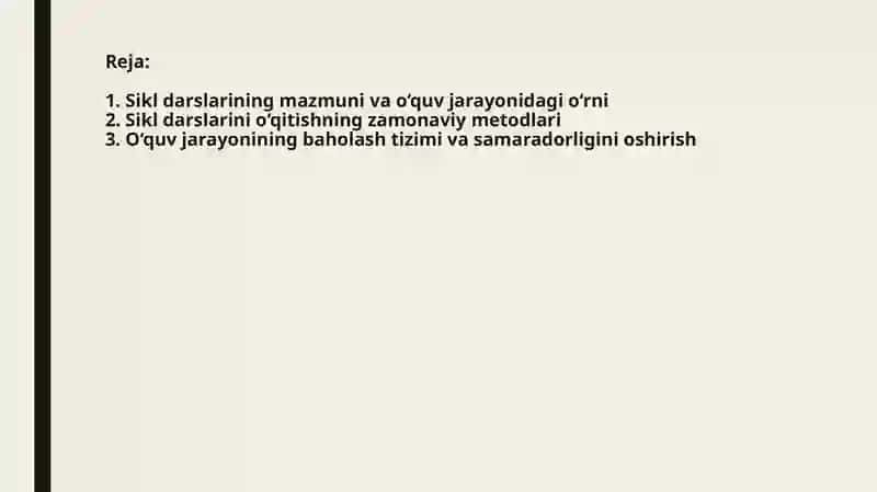 Tibbiyot oliygohlarda sikl darslarni otish metodikasi. 2
