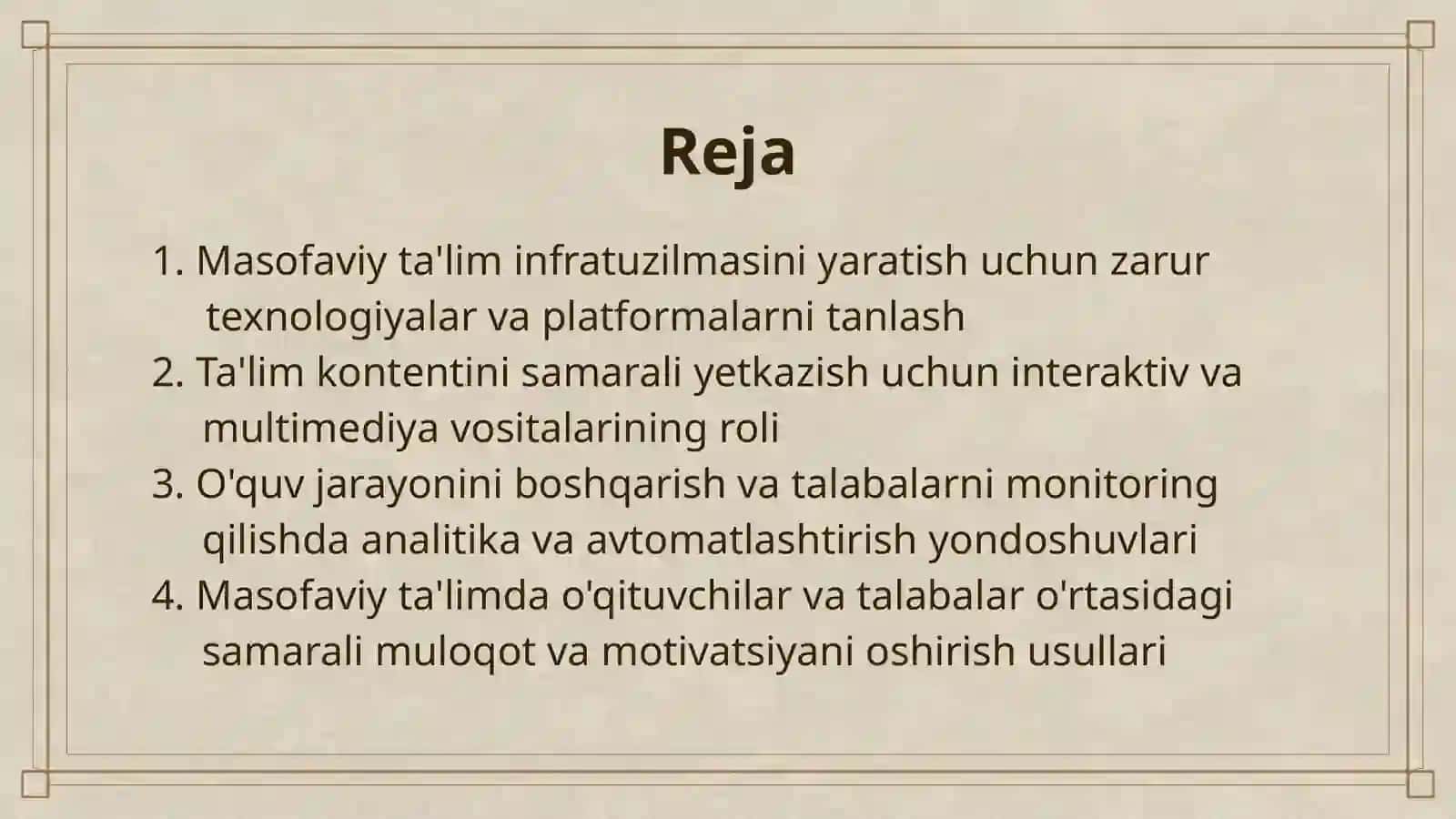 MASOFAVIY TA'LIMNI TASHKIL ETISH VA BOSHQARISH 2