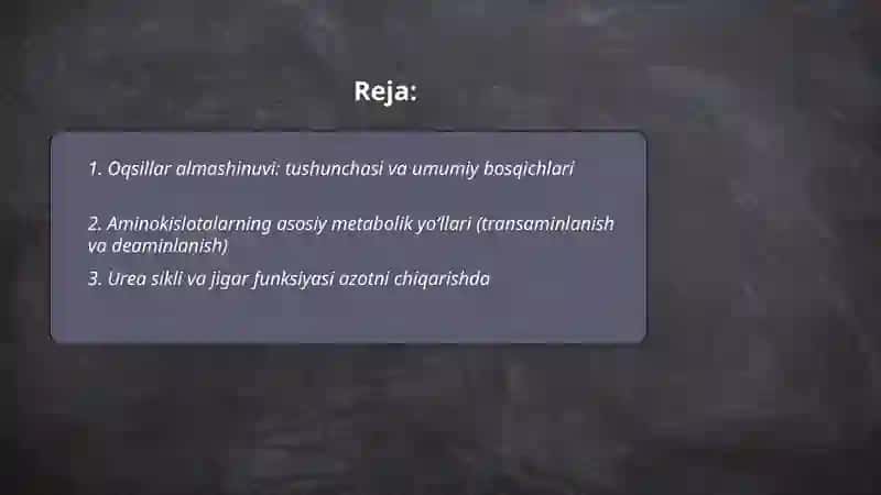 Oqsillar almashinuvi 2