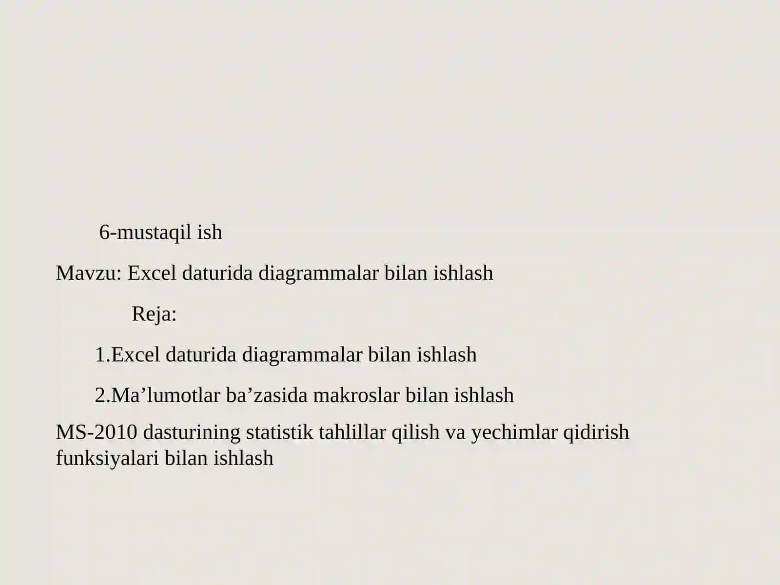 Excel daturida diagrammalar bilan ishlash 2