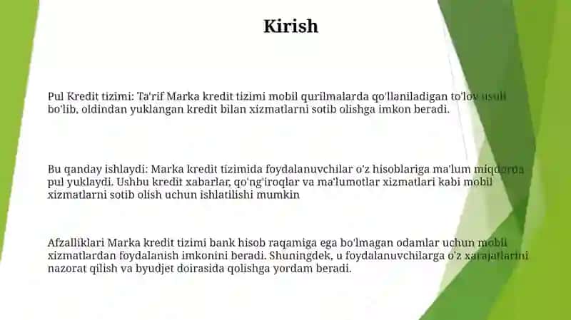 Pul Kredit Tizimi 2