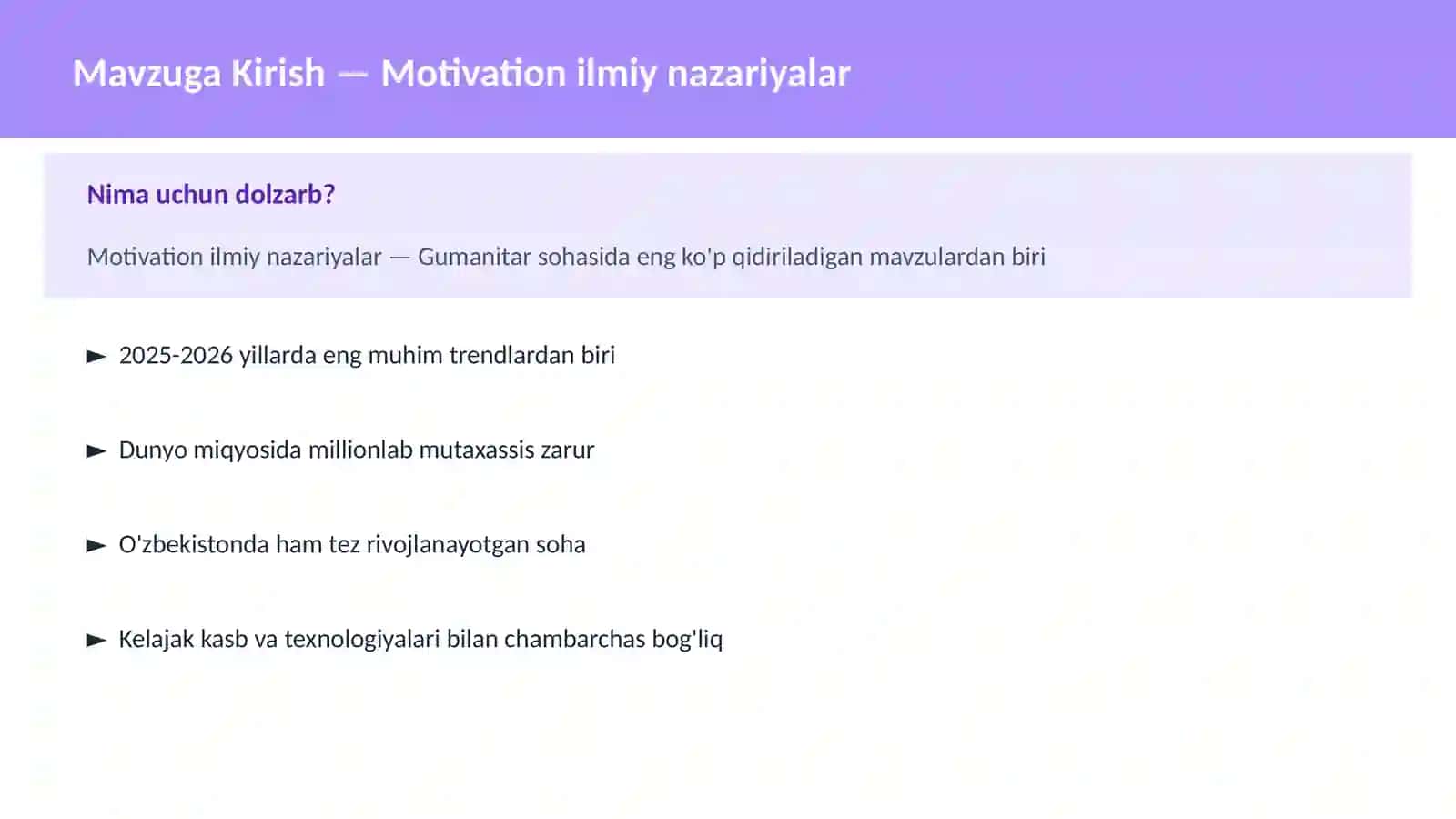 Motivation ilmiy nazariyalar 2