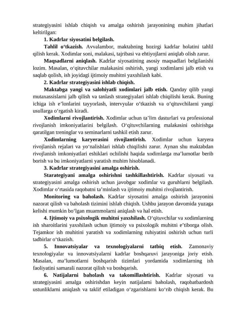 INSON RESURSLARINI BOSHQARISH STRATEGIYASI 2