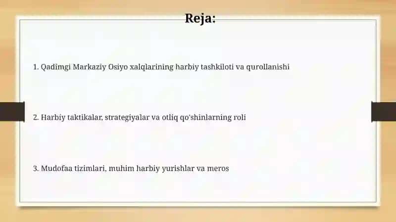 Markaziy Osiyoning qadimgi harbiy san'ati 2