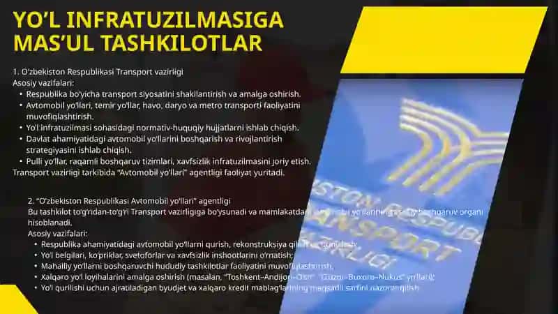 O’ZBEKISTON YO’L INFRATUZILMASI 2