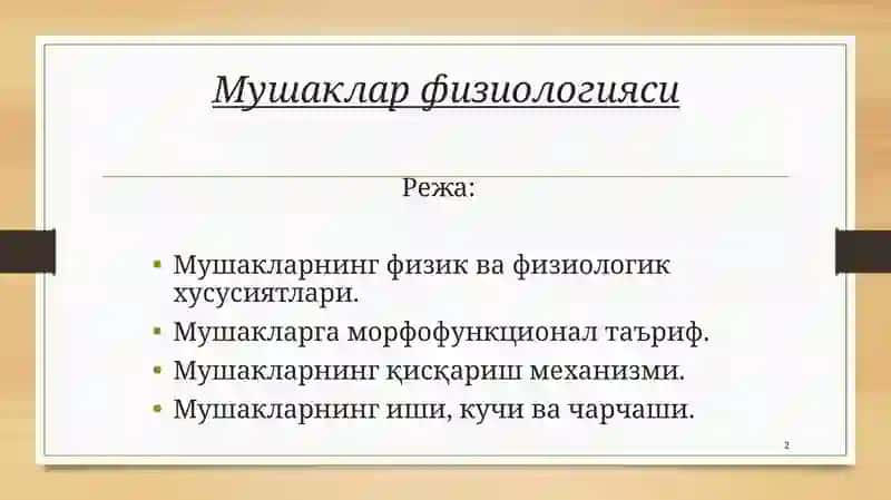 Muskul Fiziologiyasi 2