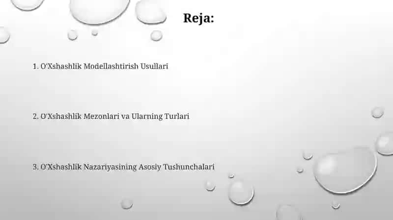 O'Xshashlik nazariyasining asoslari 2